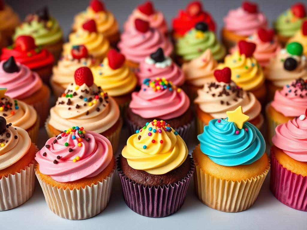 Collection de cupcakes créatifs avec garnitures variées et colorées